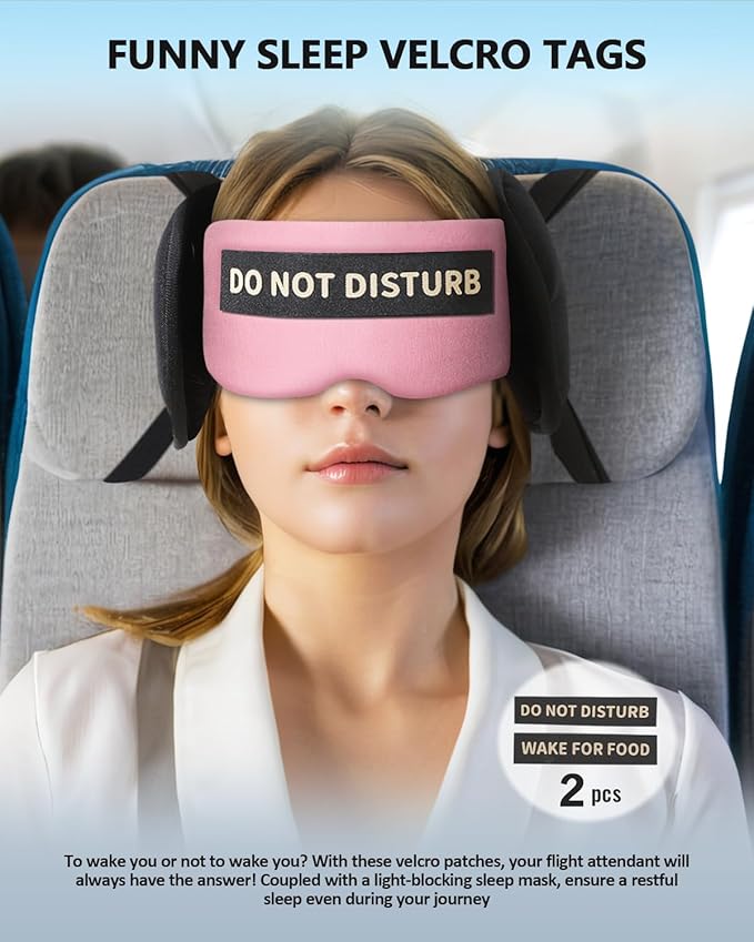 Travel Pillows for Airplanes, Airplane Pillow for Long Flights Sleeping with Eye Mask, 360° Support Plane Head Strap Travel Essentials for Air Travel Sleep Neck Upright, Stop Head Nodding(Pink)