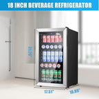 Beverage Refrigerator Cooler, 120 Can Mini Fridge with Reversible Glass Door for Soda Beer, 3 Cu.Ft Drink Fridge with Digital Temperature Control & Adjustable Shelves - Silver