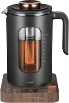 Electric Tea Kettle, INTASTING Glass Electric Kettle with tea Infuser and Precise knob temperature control, 1200W Fast Heating, BPA-Free, Easy to Clean, 1 Liter (Wood)