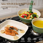 Ceramic Cookware Set Non Stick 23Pcs Pots and Pans Set Non Toxic with Detachable Handle Induction Kitchen Cookware Set Space Saving, Oven & Dishwasher Safe, Green