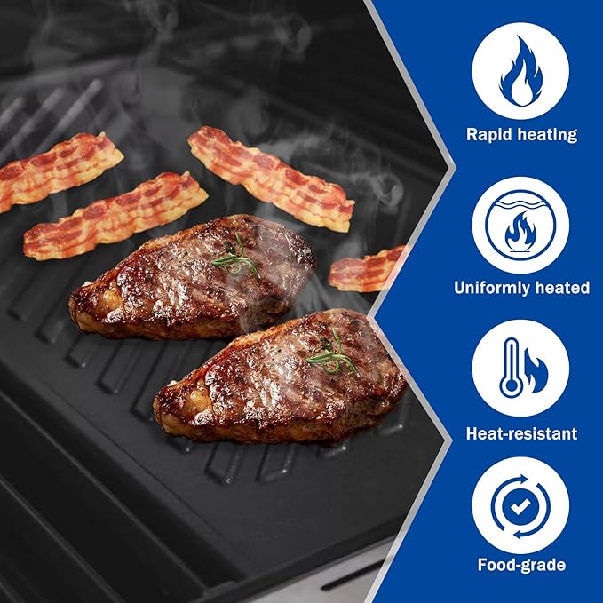 SafBbcue A005 Cast Iron Griddle for Monument Grill 14633, 25392, Mesa400, Mesa200S Replacement Parts, Reversible Grill Plate for Mesa220, Mesa200R, Mesa200B, Mesa200G, Mesa425 Gas Grill Accessories