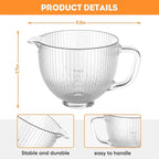 Cofun Glass Mixer Bowl for Kitchenaid Tilt-Head Stand Mixers 4.5-5 Quart, 5 qt Mixing Bowl Replacement for Kitchen aid with Measurement Markings,Handle