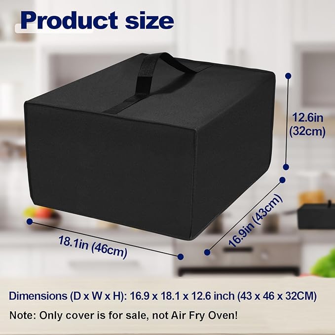 Toaster Oven Cover for BLACK+DECKER Crisp 'N Bake Air Fryer Toaster Oven Combo 12 in 1 Convection Oven, Heavy Duty Thickened Cover Waterproof Dust-proof Countertop Oven Case (Black)