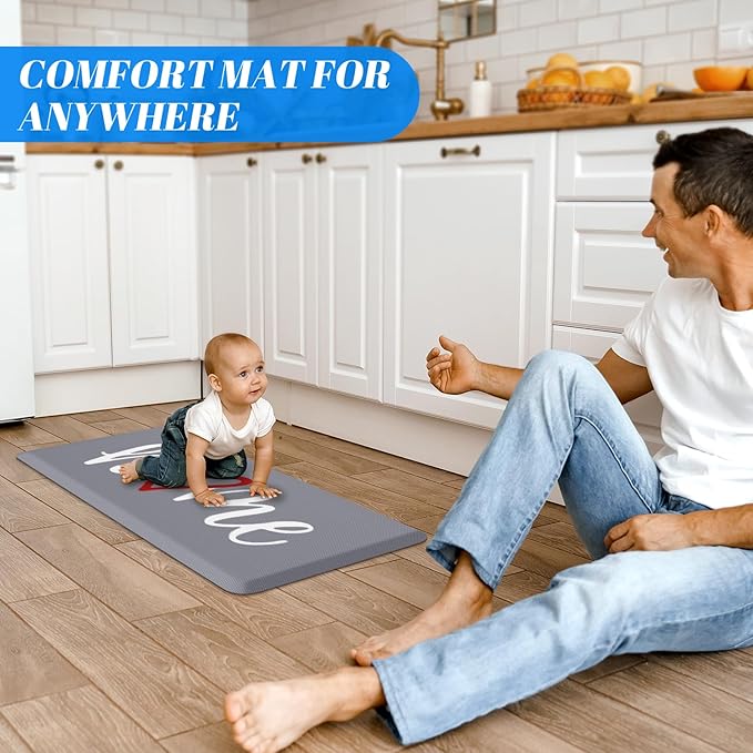 HappyTrends Kitchen Mat Cushioned Anti-Fatigue Rug Non-Slip Kitchen Rugs Stain Resistant Ergonomic Comfort Mat for Floor, Office, Sink, Laundry (17.3"x 39", Grey)