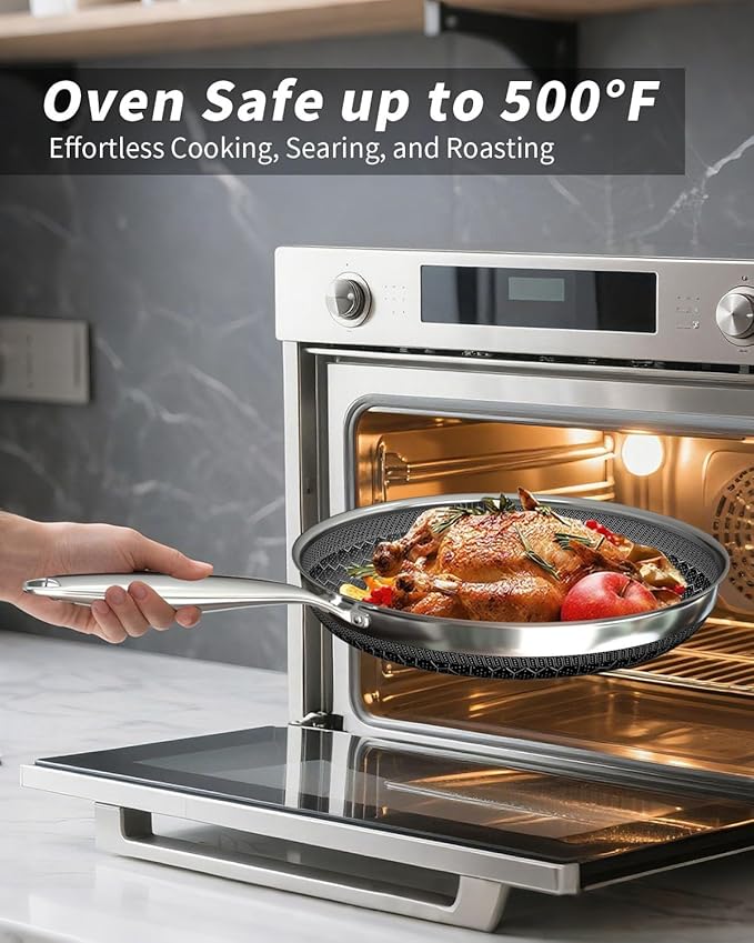 FogDream 7PCS Nonstick Cookware Set, 9.5" Fry Pan, 8 QT Soup Pot, 1.5 QT Sauce Pan with Tempered Glass Lids, Cool Handles, Dishwasher Safe, Induction Compatible for All Cooktops, Silver