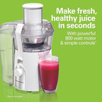 Hamilton Beach Juicer Machine, Big Mouth 3” Feed Chute for Whole Fruits and Vegetables, Easy to Clean, Centrifugal Extractor, Vegetable & Fruit Juicer, BPA Free, 800W Motor, White