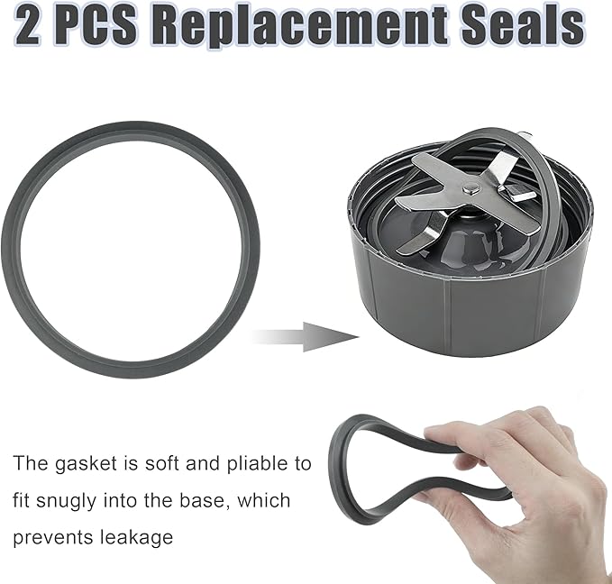 BlingKingdom 2 PCS Silicone Replacement Gaskets with Lip, Blender Gasket Replacement Seal