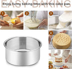 P&P CHEF 6 Inch Cake Pans Set, Round Baking Pan Stainless Steel Layer Birthday Wedding Cake Oven Pans, Non Toxic & Heavy Duty, Deep Side & Mirror Finish, Dishwasher Safe, (4Pcs)