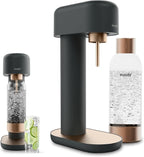 Mysoda Ruby 2 Sparkling Water Maker - Silent and Long-Lasting Aluminium Soda Maker with 1L Water Bottle - Without CO2 Cylinder - Black Copper