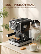 SUMSATY Espresso Machine 20 Bar Espresso Maker with Milk Frother Steam Wand, Professional Expresso Machine for Home Cappuccino & Latte Maker, Retro Coffee Maker with 61oz Water Tank, Black