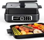 Slow Cooker, Techwood 7.5-Quart Multi-Cooker with 5-Level Heat Settings, Come with Non-stick Skillet Pan & Cooking Pot, Dishwasher Safe, Black
