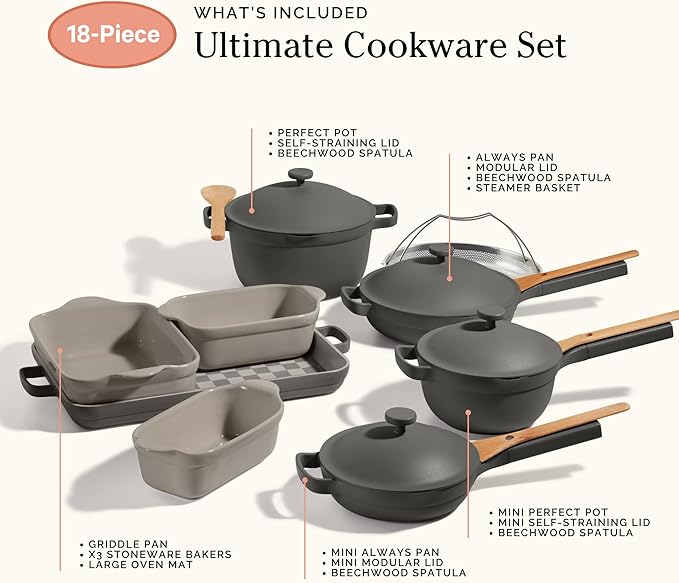 Our Place Ultimate Cookware Set - Complete 18-Piece Set Including the Always Pan, Perfect Pot, and Bakeware Set | Multifunctional, Toxin-Free Nonstick | Replaces 44 Pieces | Char