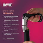 Innovine Waiters Corkscrew Wine Opener, Durable Stainless Steel with Built-in Bottle Opener and 3-Blade Foil Cutter for Bartenders, Home Bar, Kitchen, Outdoor Party, Gifts for Wine Lovers, Set of 1