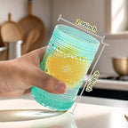 Hobnail-Drinking Glasses 13oz Vintage Glassware Sets Cocktail Juice Glasses Set of 6, Aqua