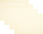 D'Moksha Homes Cream Linen Cloth Placemats Set of 4-100% Pure Linen Hemstitch Placemats 14 x 19 Inch - Classic Hemstitch Table Place Mats for Holiday - Handcrafted and Machine Washable