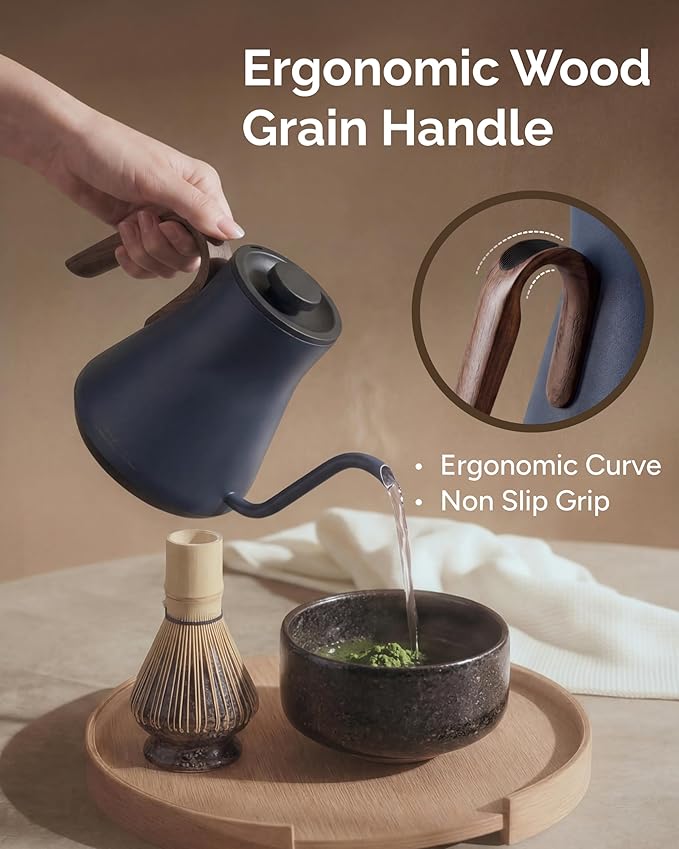 INTASTING Gooseneck Electric Kettle, ±1℉ Temperature Control, Stainless Steel Inner, Quick Heating, for Pour Over Coffee, Brew Tea, Boil Hot Water, 0.9L (Navy Blue)
