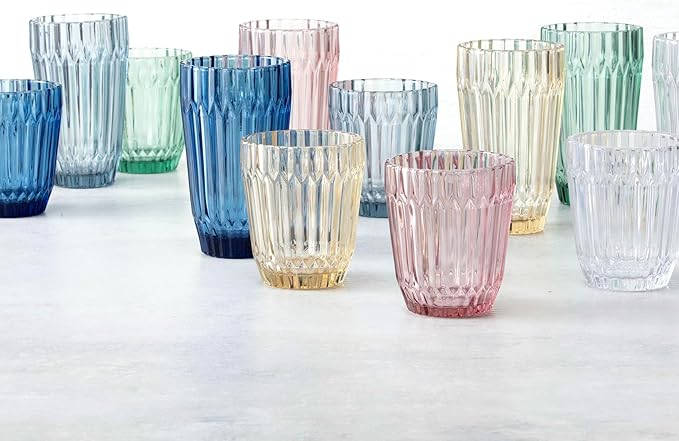 Fortessa Archie Glass Drinkware, Double Old Fashioned (Set of 6), 12.5 Ounce, Ginger Gold