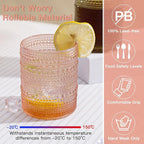 JOVGANK Colored Vintage Hobnail Drinking Glasses Set of 6, Embossed Water Tumbler 12oz, Kitchen & Bar Beaded Glass Cups, Beverage Glass Cups for Water, Beer, Juice, Housewarming and Mother's Day Gift