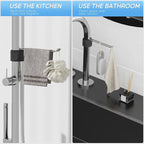 Stylish and Functional Dish Towel Holder - Keep Your Kitchen Rags and Dishcloths Neat and Within Reach with This Sink Dish Cloth Holder and Storage Rack! (1, silvery)