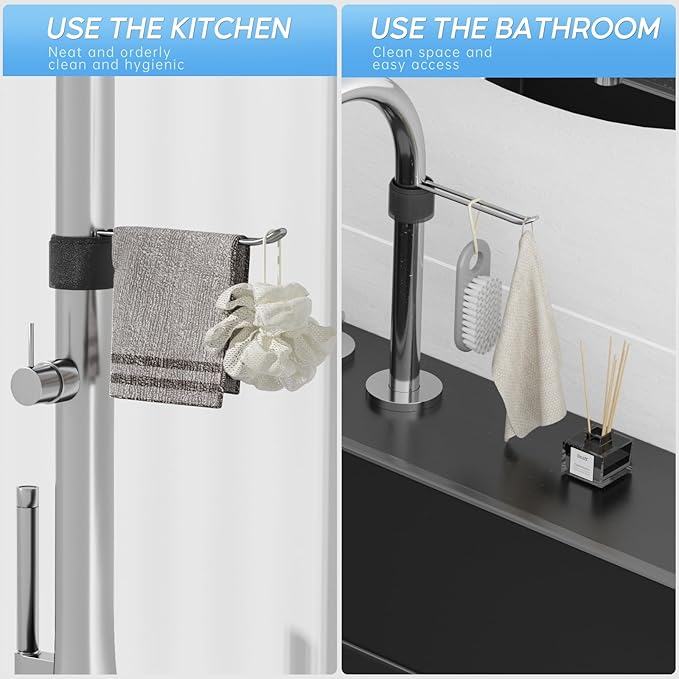 Stylish and Functional Dish Towel Holder - Keep Your Kitchen Rags and Dishcloths Neat and Within Reach with This Sink Dish Cloth Holder and Storage Rack! (1, silvery)