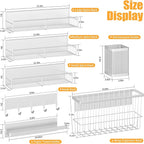 Magnetic Spice Rack for Refrigerator, 7 Pack 100% Metal Strong Magnet Shelf, Spice Organizer W/ Paper Towel Holder, Hook Rack, Utensil Caddy & Cutting Board Holder, Home Kitchen Organization (White)