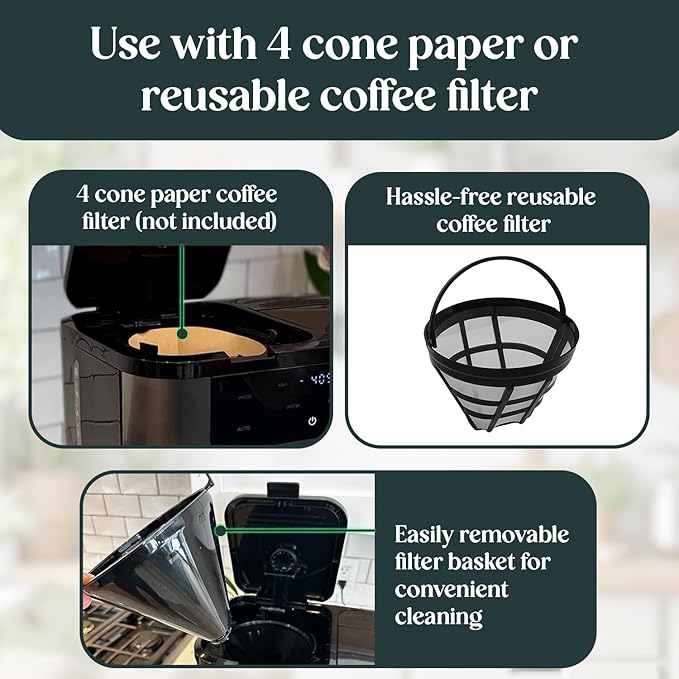 Pantrymade Dual Brew Coffee Maker | 12 Cup Glass Carafe & Single Serve K-Cup Combo | Programmable Touchscreen Coffee Machine for Ground Coffee or Pods | Auto Shut-Off, Black