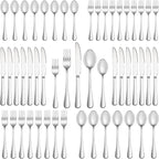 60 Piece Silverware Set Service for 12,Premium Stainless Steel Flatware Set,Mirror Polished Cutlery Utensil Sets,Durable Home Kitchen Eating Tableware Sets,Include Fork Knife Spoon,Dishwasher Safe