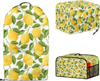 Lemon Kitchen Appliance Cover Set Waffles Maker Oven Dust Food Processor Hood Lightweight Slow Cooker Dust Covers with Side Pockets 3PCS