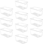 YIHONG 10 Pack Clear Pantry Organizer Bins, Plastic Containers with Handle for Kitchen,Freezer,Cabinet,Closet,Bathroom Under Sink Storage