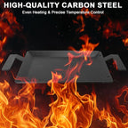 Carbon Steel Griddle - Professional Cookware Griddle Pan for Induction, Stove Top, Gas Grill, Cooktop, Electric and more, 17" x 10" NonStick Flat Top Griddle Plate Skillet, Indoor/Outdoor Use