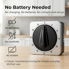 Searon Mechanical Kitchen Timer, Magnetic Manual Countdown Timer with Loud Ring, Stainless Steel, No Battery Needed, Easy to Use for Cooking and Baking