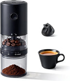 LAMIDO Portable Electric Burr Coffee Grinder - Grind While Charging - Visual Bean Hopper - 38 External Grind Settings - 1.8X Faster Grinding - 2000 mAh Battery for Travel, Camping - Matte Black
