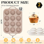 Vinino 2Pack Silicone Muffin Pans for Baking with Metal Reinforced Frame, 12 Cups Regular Size Nonstick Silicone Cupcake Pan, BPA Free Oven Dishwasher Safe Baking Mold for Muffins Cupcakes