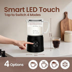 Casimhu 4-in-1 Milk Frother, Electric Milk Frother and Steamer with LED Touch Screen, Non-stick Bottom, Milk Warmer 13.52oz for Lattes, Cappuccinos, and Macchiatos at Home, Black