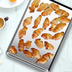Commercial Quality Baking Sheet Pan Set, Natural Stainless Steel Cookie Sheet, Warp Resistant Nonstick Baker's Half Sheet Pan, Large Thick Cookie Tray Pans for Baking, Roasting(2 Pack, 20X14Inch)