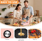 Commercial Waffle Maker for Restaurant, 110V Electric Waffle Maker w/Non-stick and 122–572°F Adjustable Temp, 1200W Profession Waffle Iron with Timer and Heavy Duty, Hotel Waffle Machine