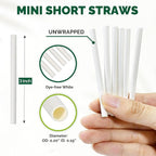 3'' Mini Paper Straws, Small Paper Sticks, Tasting Straws, Sample Straws, Stir Sticks, Fit for 1oz 2oz 3oz 4oz Portion Cups, DIY Crafts - 0.20"/5mm Dia. White, 500 Counts
