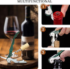 HYZ 2-Pack Wine Opener Waiter Corkscrew, Professional Wine Key for Servers, Bartender with Foil Cutter, Manual Wine Bottle Opener Double Hinged (Dark Green)