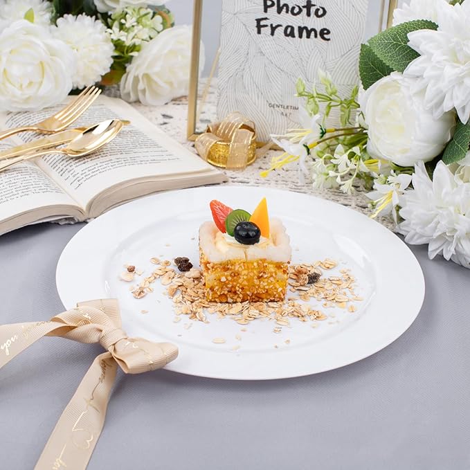 bUCLA 30PCS White Plastic Dinner Plates Disposable - Premium 10.25inch White Weddings and Party Dinner Plates