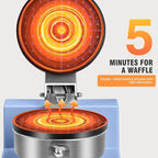 Commercial Waffle Maker for Restaurant, 110V Electric Waffle Maker w/Non-stick and 122–572°F Adjustable Temp, 1200W Profession Waffle Iron with Timer and Heavy Duty, Hotel Waffle Machine