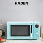 Haden 700 Watt 0.7 Cubic Foot Microwave Oven with Digital Controls, Defrost, and Instant Start Countertop Small Appliance, Turquoise/Chrome