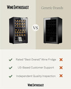 Wine Enthusiast 32-Bottle Dual Zone MAX Compressor Wine Cooler – Freestanding Mini Fridge with Digital Touchscreen, LED Display, Split Storage for Red & White Wines, Matte Black Refrigerator Home Bar