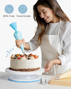 Kootek 71PCs Cake Decorating Kit, Baking Supplies Tools - Includes Cake Stand Turntable, 12 Icing Piping Tips Set, 2 Frosting Spatulas, 3 Scrapers, 50+2 Piping Bags, Coupler, Video Tutorial, Booklet