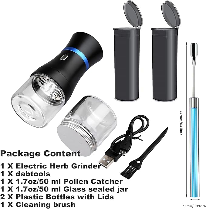 Spacenight Electric Grinder, USB-Rechargeable, Dual 1.7oz Glass Jars, Compact Design for Dry Ingredients