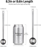 U-Taste Coffee Scoop 1&2 Tablespoon: 18/8 Stainless Steel Measuring Scooper for Ground Coffee, Bean, Powder, Espresso, 6.9in Long Handle Metal Meaure Spoon for Canister, Jar(1&2Tbsp/15&30ml, Silver)