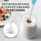 Zulay Kitchen Powerful Milk Frother Wand With 4 AA Duracell Batteries - Ultra Fast Handheld Drink Mixer - Electric Whisk Foam Maker for Coffee, Lattes, Cappuccino, Matcha & Creamer - Aqua