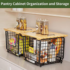 Wire Storage Basket for Kitchen Pantry: GGIU Stackable Kitchen Counter Organizers - Wire Organizing Bin for Produce Vegetable Potato and Onion Black