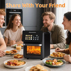10L Large Xl Pro Air Fryer Oven With Grill Combo For Kitchen Countertop Use,12 in 1 Smart Convection Ovens,AirFryer With Glass View Window,Nonstick Basket,Fryer Liners,Removable Door-Black