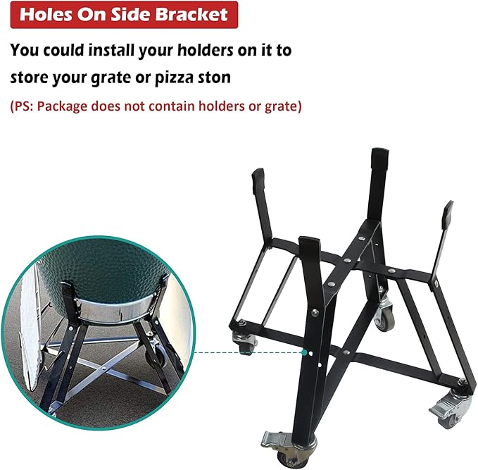 Dracarys Rolling Cart for Big Green Egg Accessories Rolling Nest with Heavy Duty Locking Caster Wheels Powder Coated Steel Rolling Outdoor Cart for Large Big Green Egg Kamado Joe Grill Stand