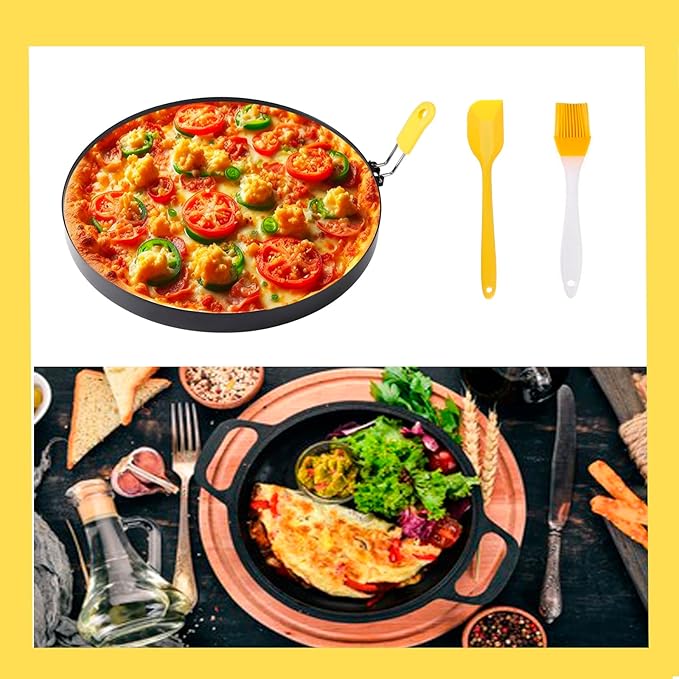 Extra Large 10 Inch Omelette Ring for Griddle, Stainless Steel Pancake Egg Ring With Silicone Handle - Non-Stick Round Creps Crumpet Accessory (2 Packs)